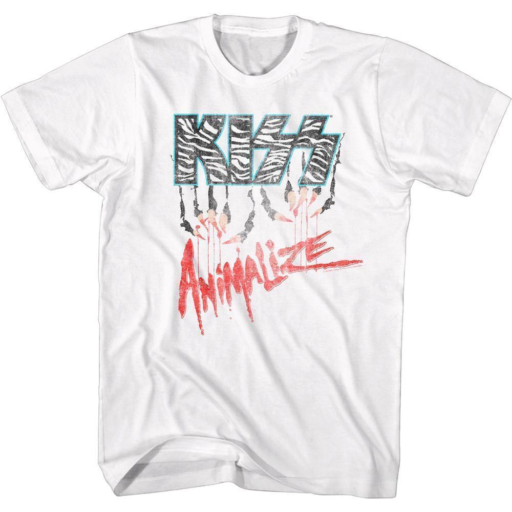 Kiss Animalize Logo White Adult T Shirt